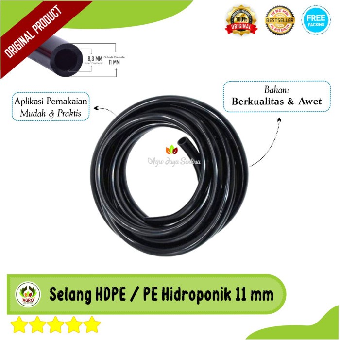 Selang PE / HDPE 11mm Fertigasi Hidroponik Substrat Kuat & Berkualitas