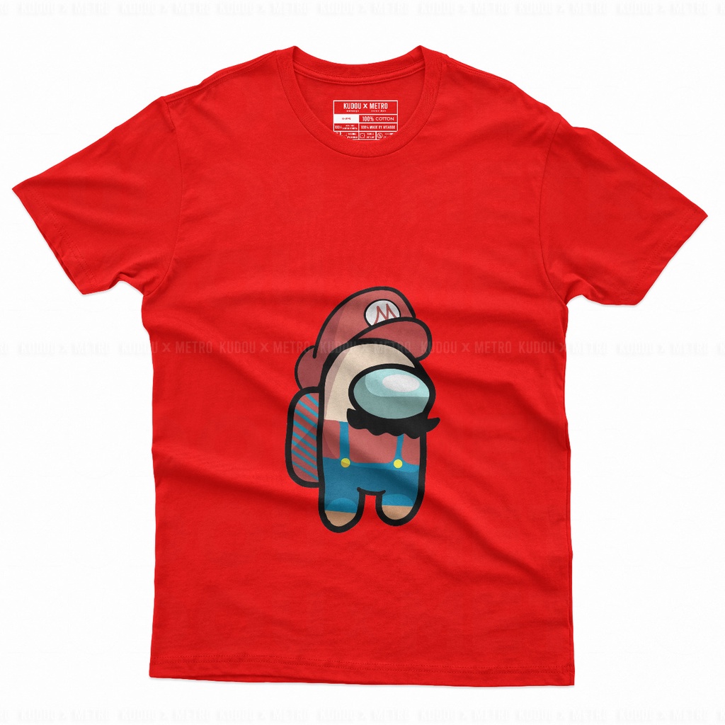 Kaos Among Us Mario Bross Crewmate Skin Red Gaming Premium Unisex