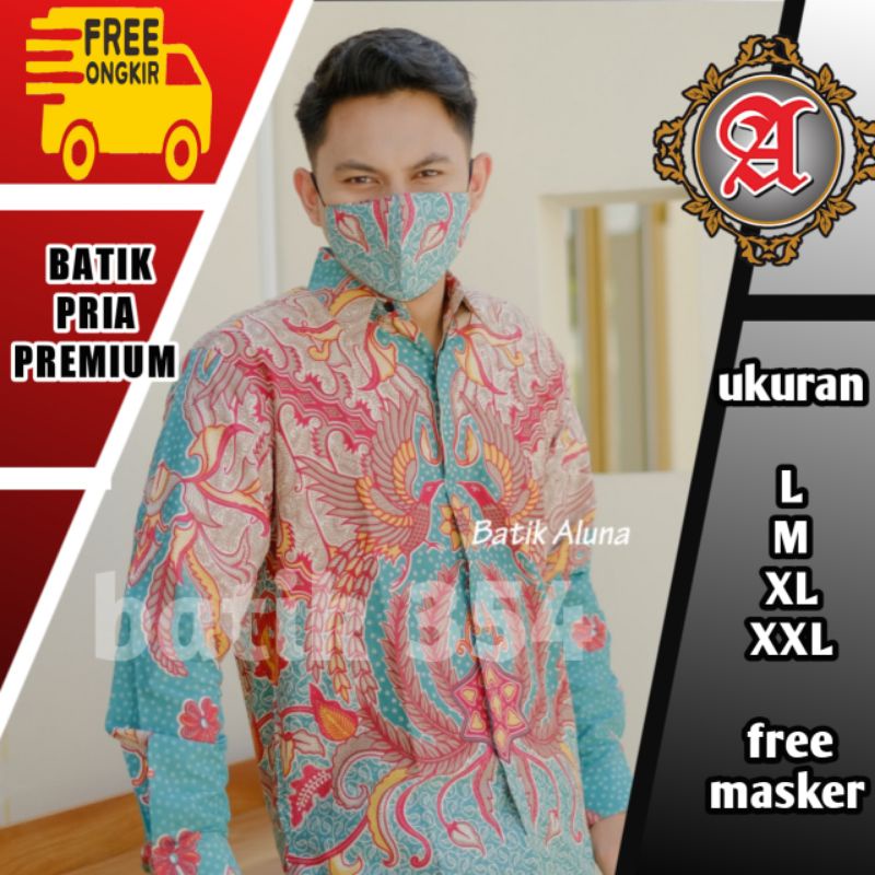 Baju Batik Pria Lengan Panjang Premium Aluna  batik pria Premium kemeja katun premium batik katun pr
