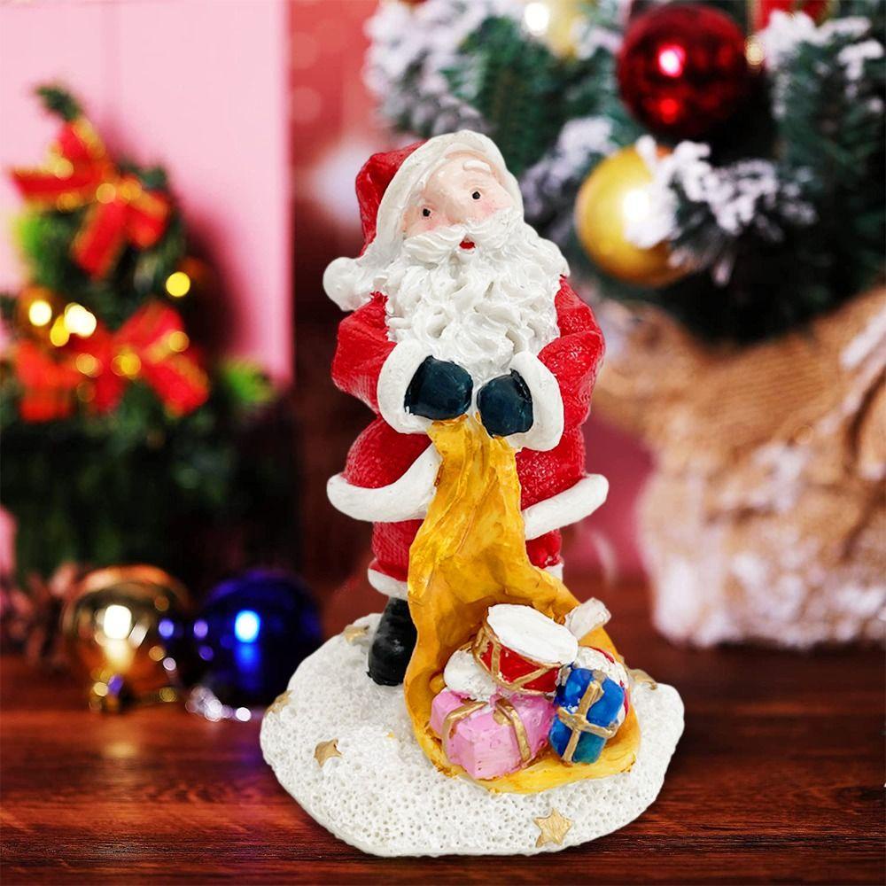 Agustina Resin Santa Claus Ornamen Kerajinan Rumah Hadiah Ulang Tahun Mini Dekorasi Kantor Untuk Bonsai Decor Model Mainan Hiasan Mobil Meja Anak Dekorasi Kue Hiasan Desktop