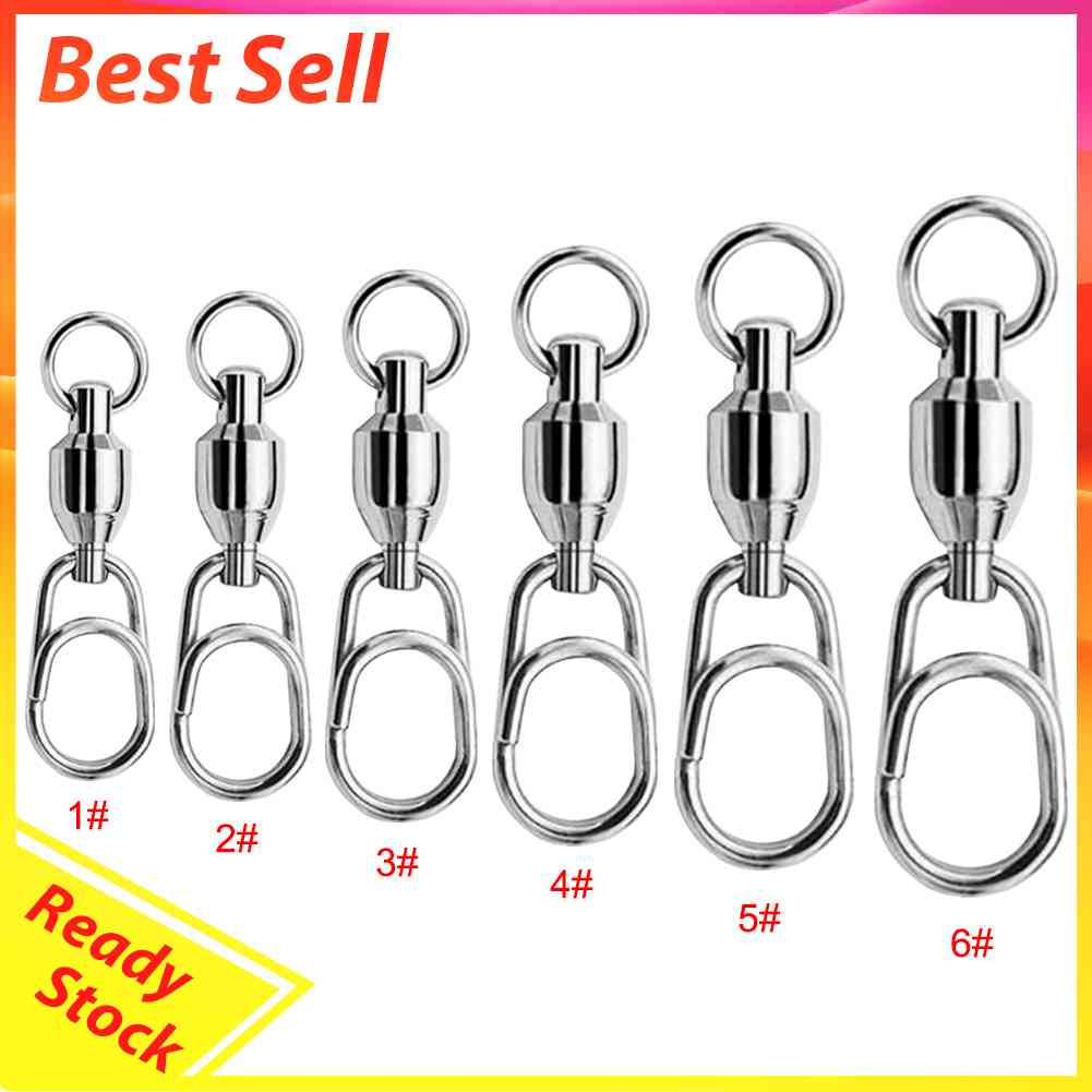 50pcs 8 Word Bearing Rolling Swivel Solid Ring Snap Clip Fishing Lure Connectors