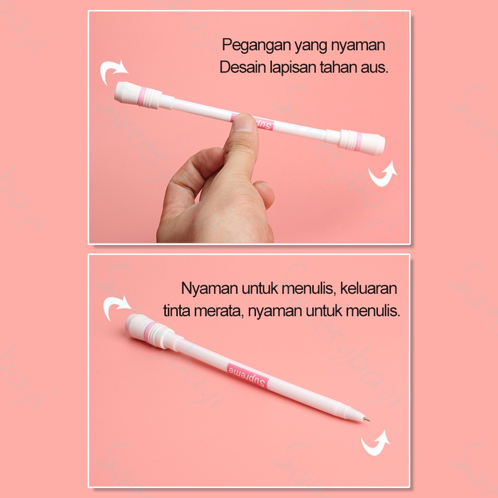 SweetyBayi Pen puter spinner toys Gel pen spining Pulpen putar spinner Bolpoin rotating anti slip anak