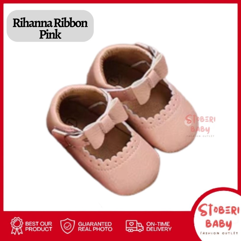 PUNCAK 3.3 stoberi baby - PREWALKER Sepatu Anak Bayi Baby Shoes Sandal Casual Socks Anti Slip Bahan Import / RIHANNA RIBBON
