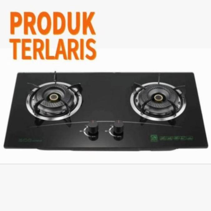 BAYAR DITEMPAT Kompor Gas Tanam Kaca 2 Tungku Api Biru Eco Cook EC2-21 /PERALATAN MASAK SET/PANCI PR