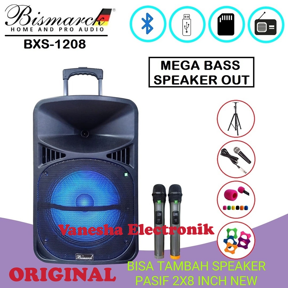 Speaker Portable Meeting 12 Inch Bismarck BSX1208 / BSX-1208 Mega Bass