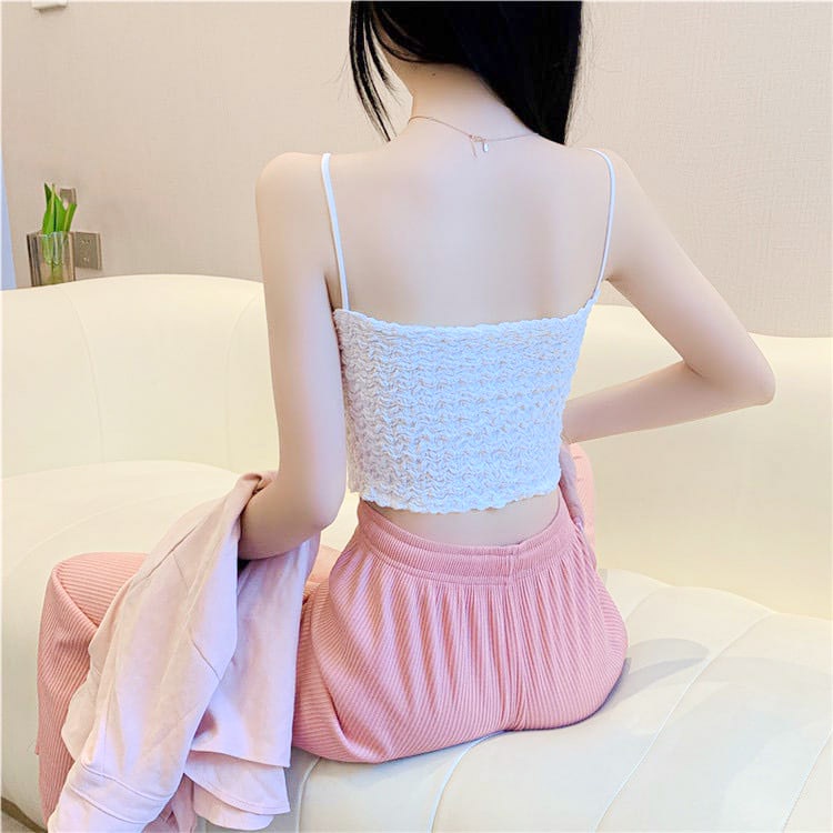 BEE - Tank Top Bra Rajut Wanita Crop Top / Tanktop Square Tali Spaghetti Premium 8702