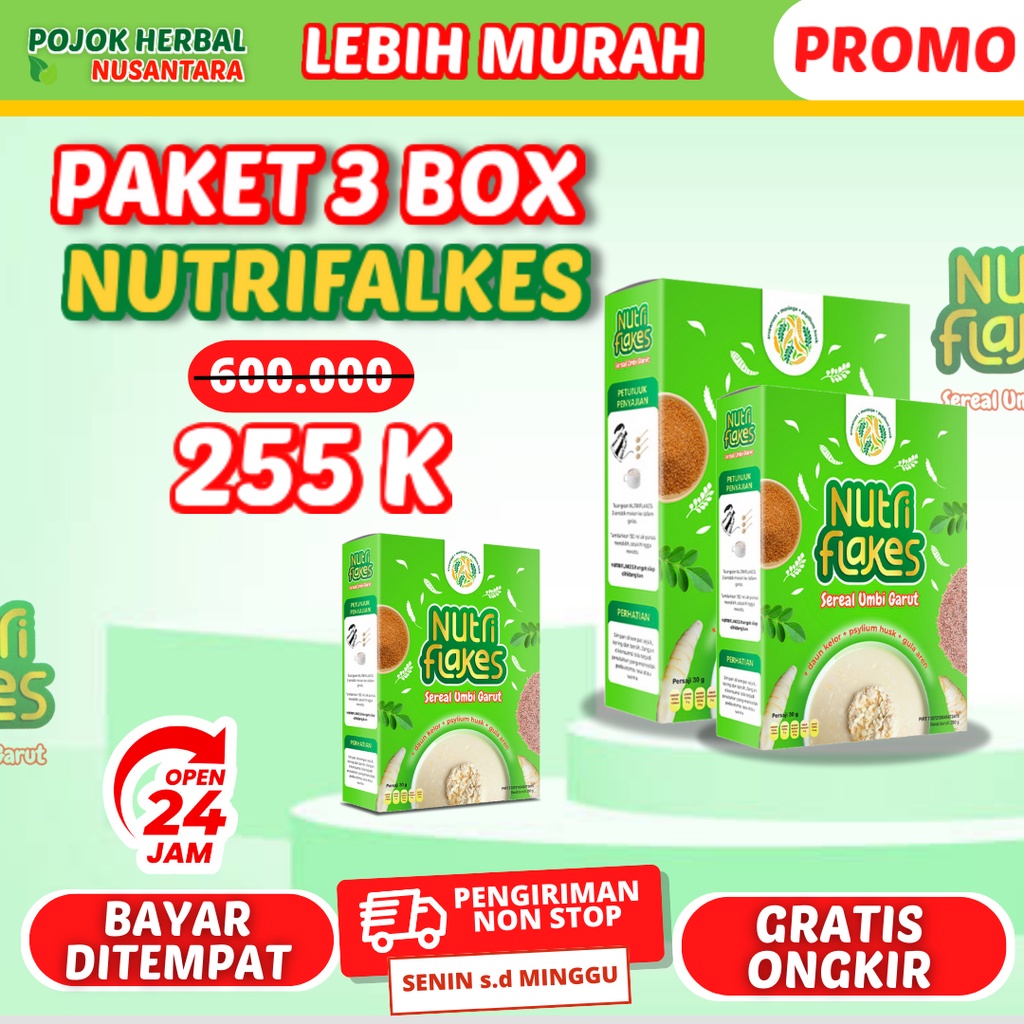 

NEW [BISA COD] PAKET 3 BOX NUTRIFLAKES- NUTRIFLAKES SEREAL UMBI GARUT & DAUN KELOR - AMPUH MENGATASI GERD, MAAG, ASAM LAMBUNG TANPA EFEK SAMPING-NUTRIFLAKESNUTRIFLAKES-NUTRIFLAKES