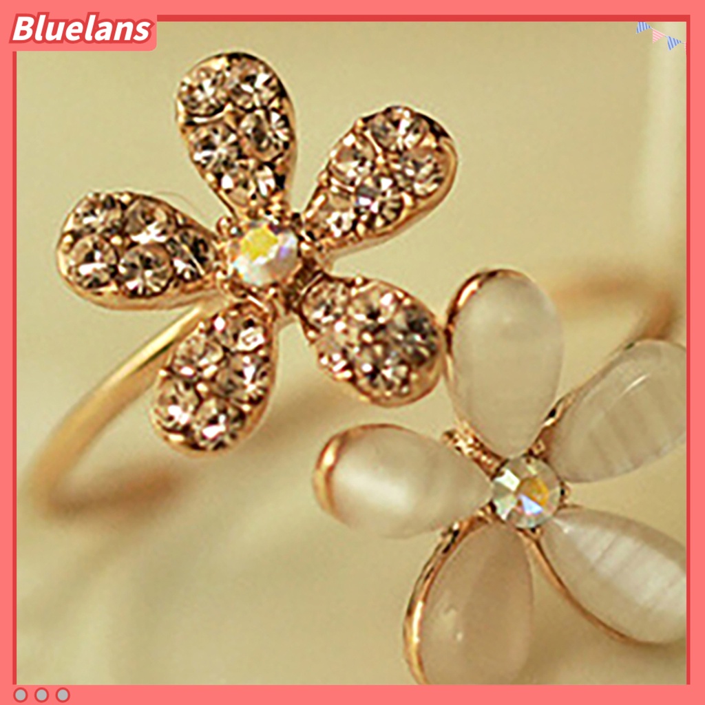 Bluelans Statement Faux Opal Adjustable Jewelry Lightweight Marguerite Open Ring for Women