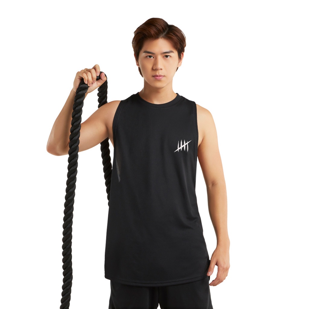 DONSON Sportswear Simple Low Cut Singlet Dalaman Tanktop Olahraga Kasual Sport Extra Fine Polyester Black Jumbo