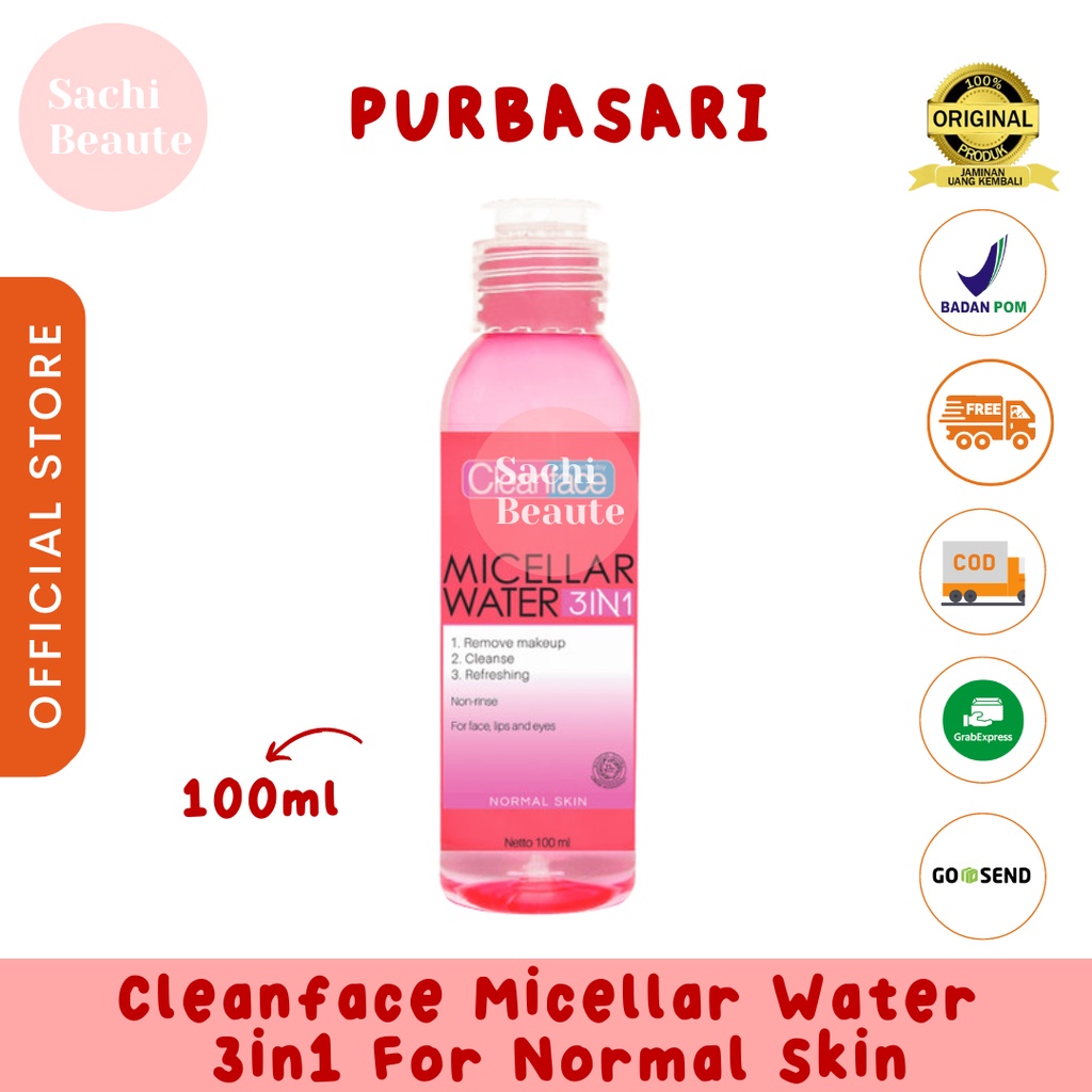 Cleanface Micellar Water 3in1 For Normal Skin / Pembersih Wajah / Pembersih Makeup Waterproof Clean Face 3 in 1