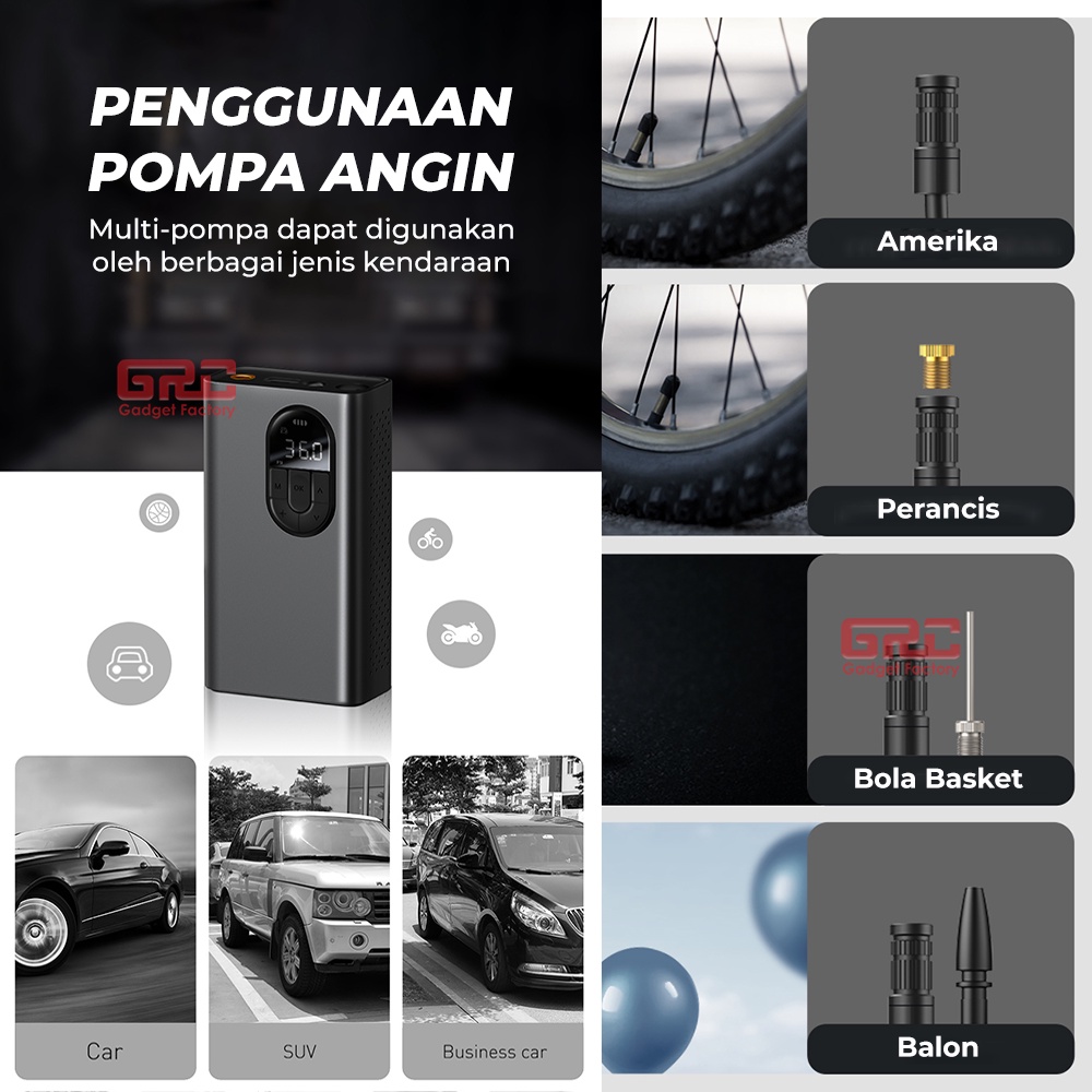 Kompresor Udara Portable Baseus Pompa Mobil Sepeda Motor Elektrik Pump