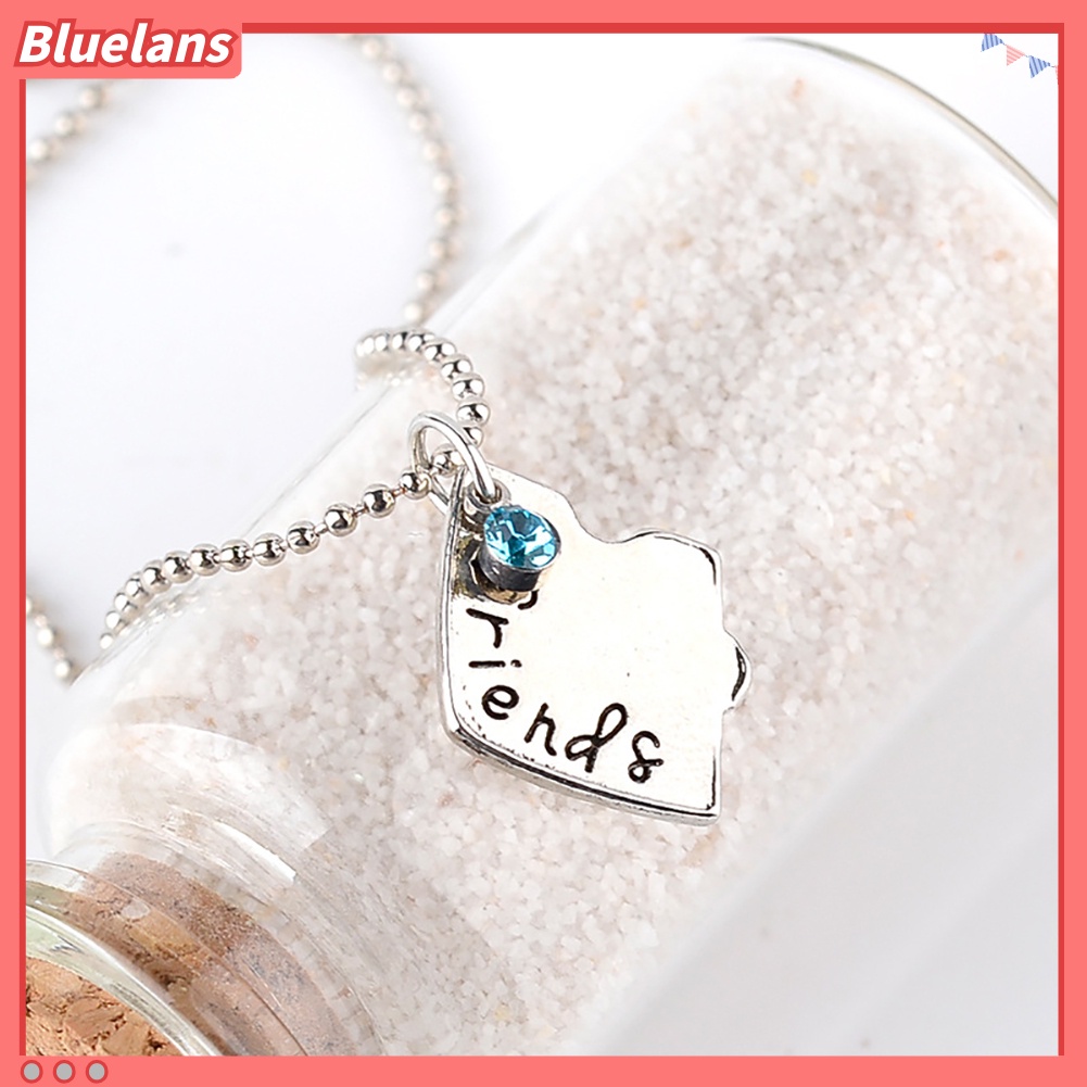 Bluelans 3Pcs Women Best Friends Rhinestone Heart Matching Pendant Necklace Jewelry