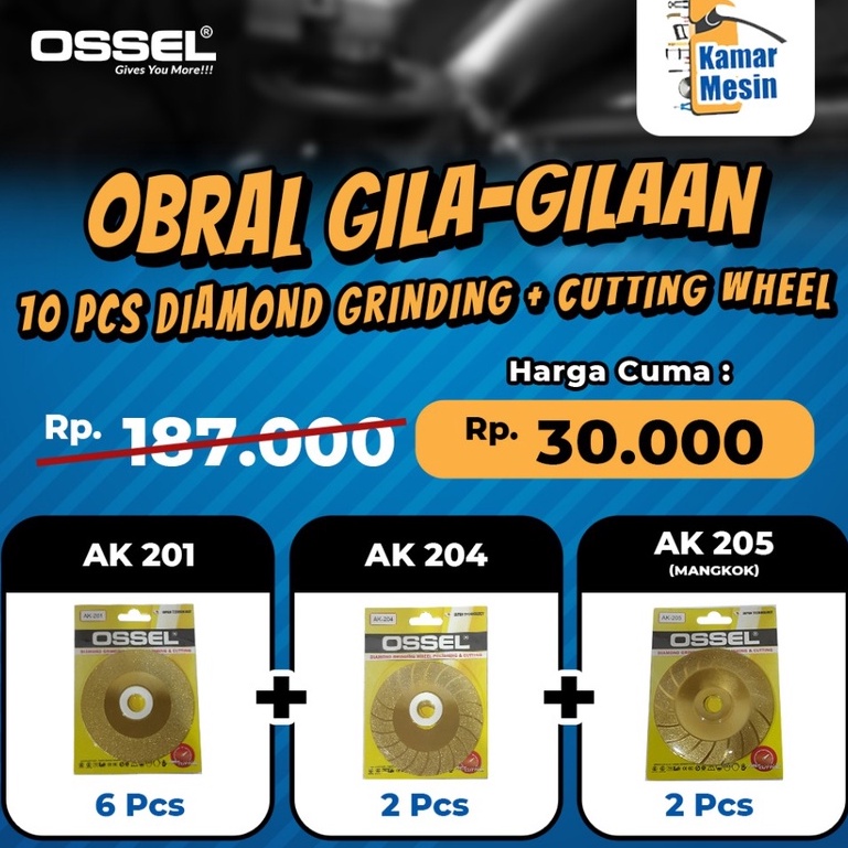 OBRAL Paket 10 pcs Diamond Wheel Grinding Cutting Potong Poles Akik Batu Mulia