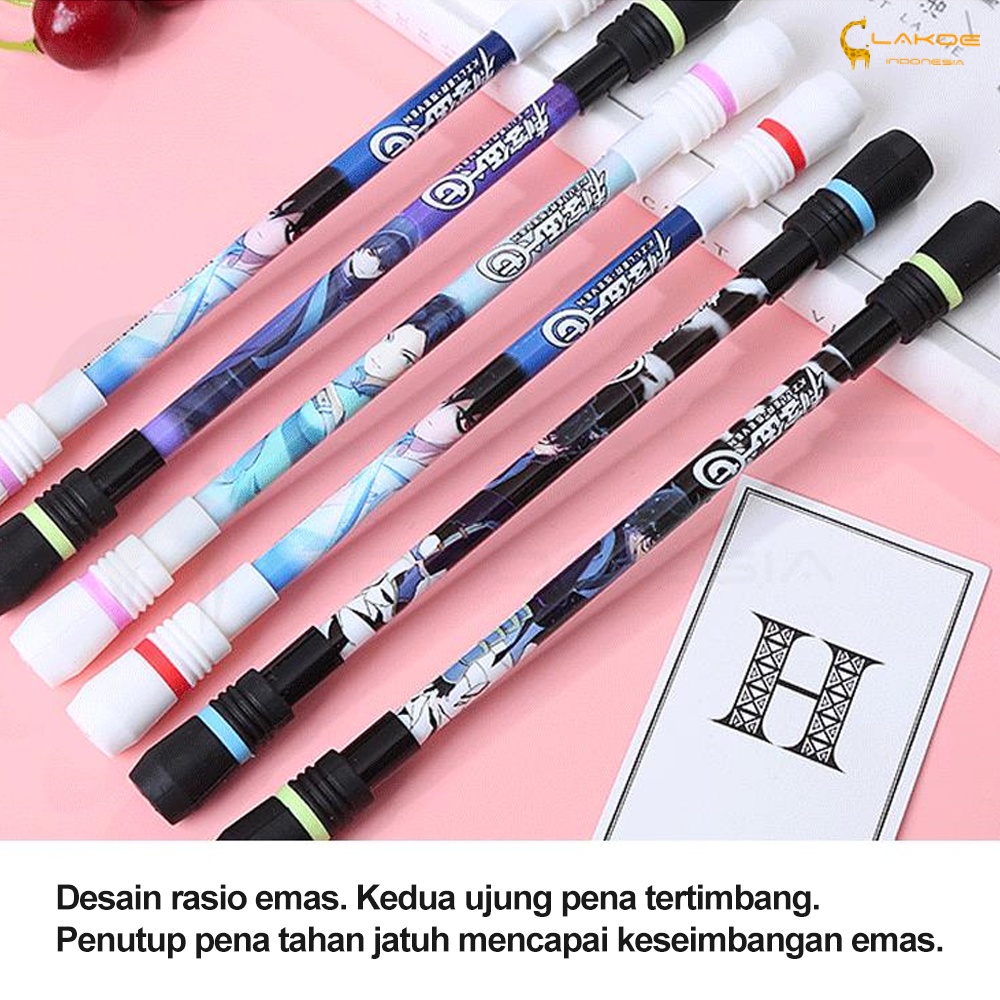 LAKOE pen spinning Pena putar mengurangi tekanan Pulpen karakter lucu Untuk Anak / Dewasa