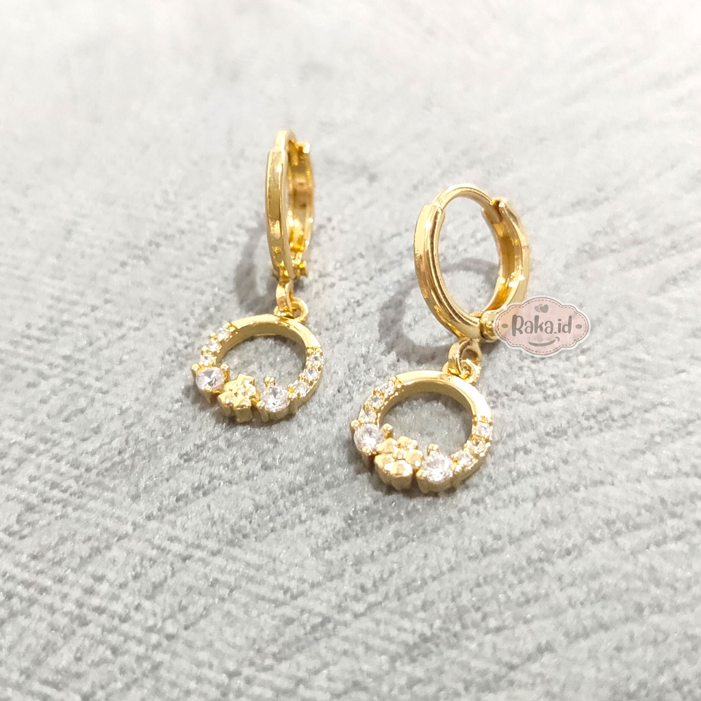Anting Clip / Klip Baris Ring Motif Bunga Perhiasan Aksesoris Wanita 946