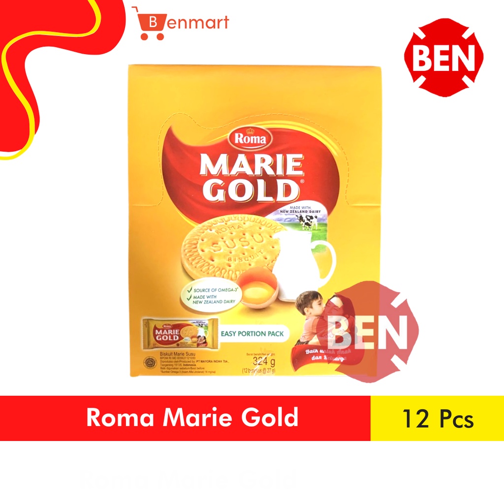 

Roma Marie Gold 1 Pak Box Dus 12 Pcs Biskuit Susu Original Kuning