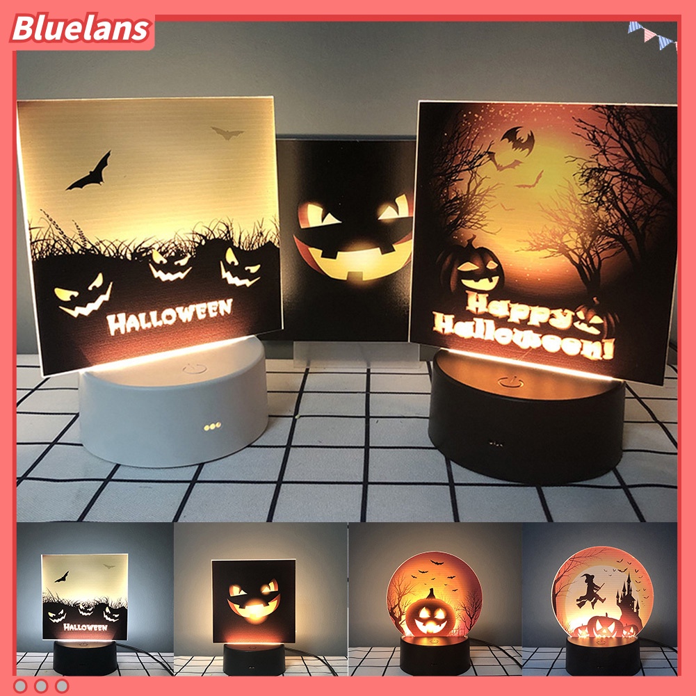 Lampu Malam LED Bentuk Labu Kelelawar Penyihir Untuk Ornamen Halloween
