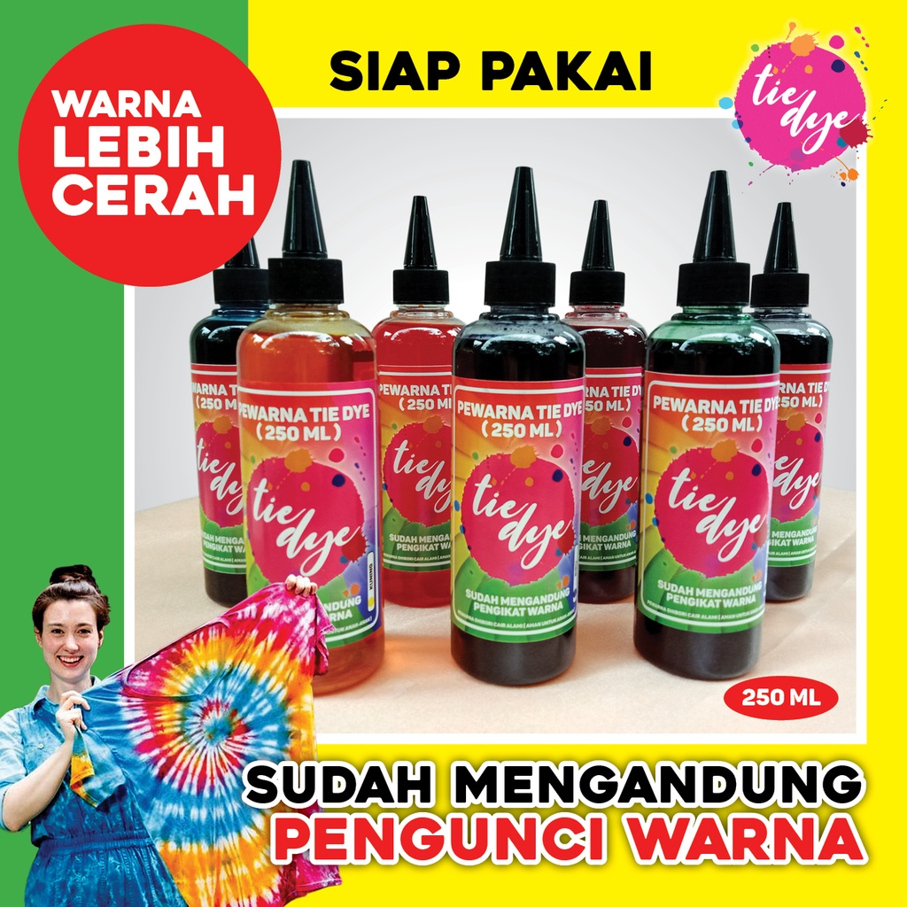 Pewarna Tie Dye / Tinta Tie Dye / Pewarna Kaos Tekstil / Tie Dye Cair / Kaos Tie Dye / 250 ml