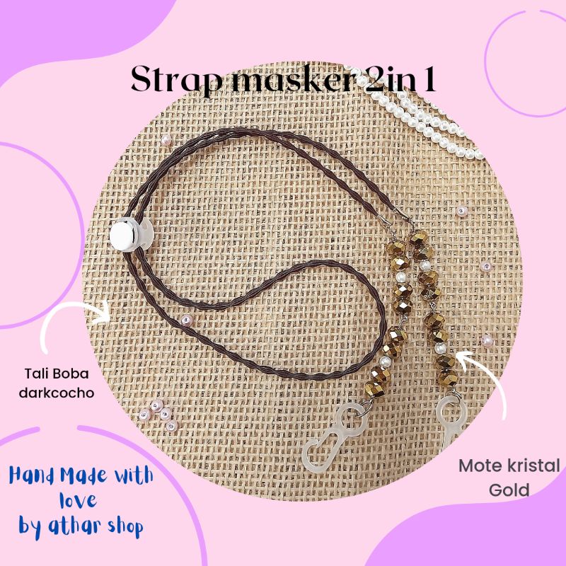 kalung masker 2in1strap mask rantai pengait konektor masker kristal aksesoris