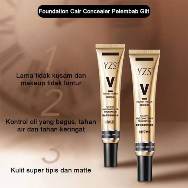 YZS Original Gilding And Concealer Liquid Foundation Moisturizing Waterproof BB Cream Lightening High Coverage Tahan Lama Terlaris 30g