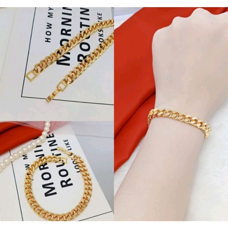 Gelang Rantai Sisik Naga Wanita Lapis Emas