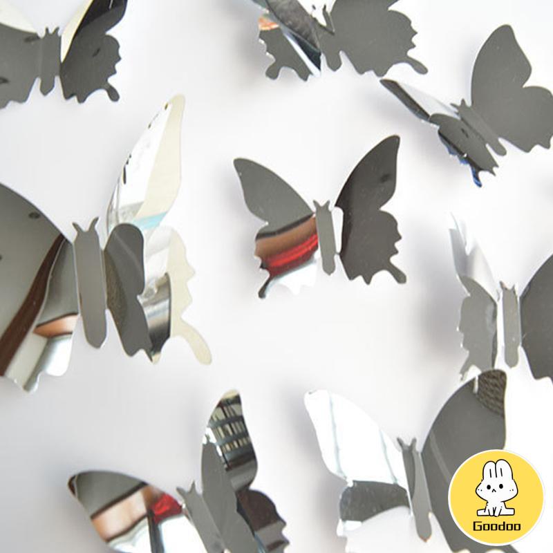 Tiga -Dimensi Pet Mirror 3D Butterfly Wall Sticker Stiker Ruang Tidur Ruang Ruang Ruang Belajar Studi -Doo