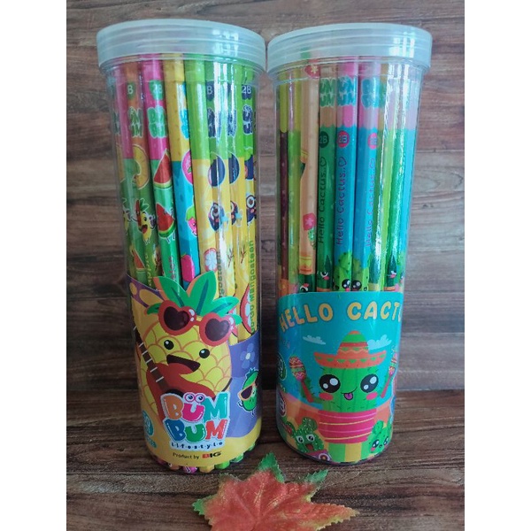

50pcs (1 Pot) Pencil Tabung motif lucu, pensil 2B Big karacter lucu