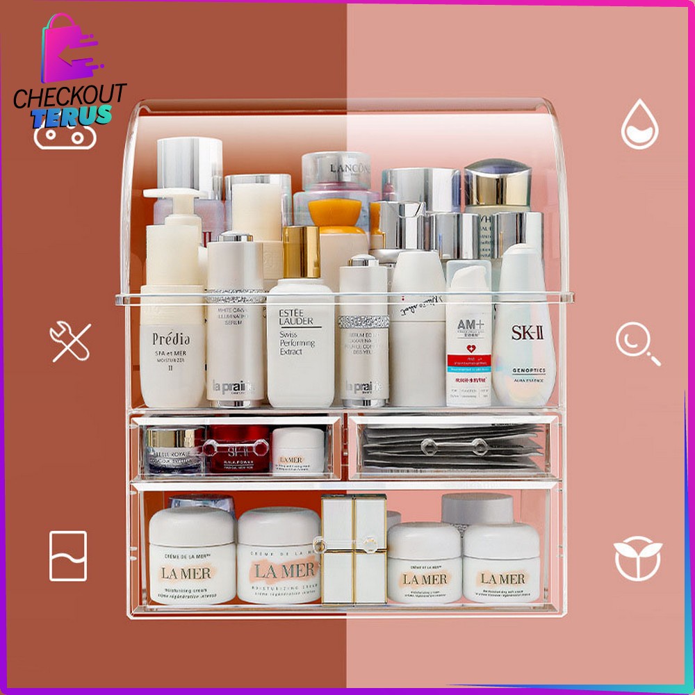 CT K132 Rak Kosmetik Dengan Laci Anti Debu Tempat Make Up Skincare Rak Akrilik Multifungsi Storage Organizer Drawer Cosmetic