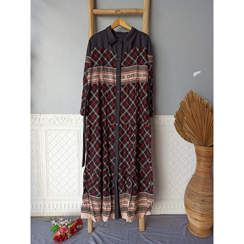 GAMIS RAYON CRISTIAN DIOR KEKINIAN SANGAT ADEM/FULL KANCING AKTIF