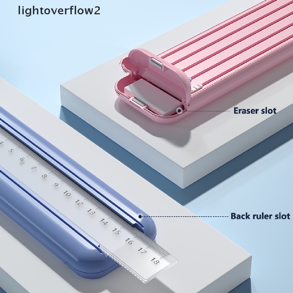 (lightoverflow2) 4pcs / Set Kotak Pensil + Penggaris + Penghapus Untuk Stationery Sekolah