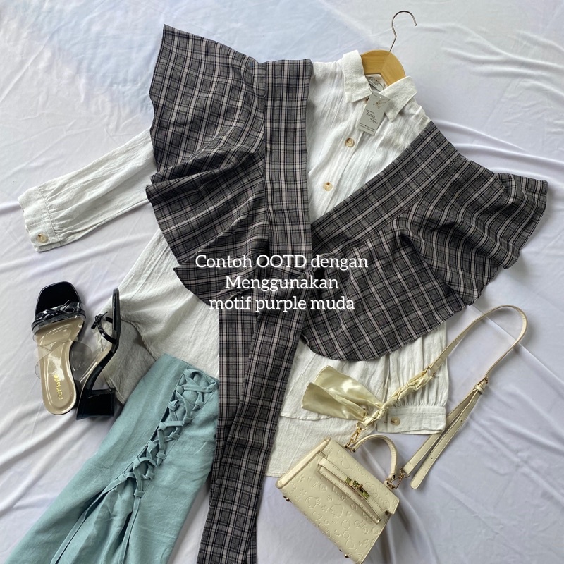 NABIL KOREAN TOP // VEST RUFFLE KOREA TARTAN // ROMPI KOREA VIRAL IKAT PITA KOTAK // VEST YURA
