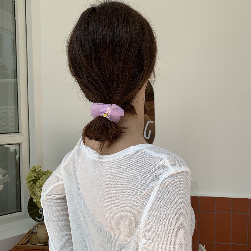 Ikat Rambut Tile Flower Scrunchie Bunga Daisy MALLSHOPPING