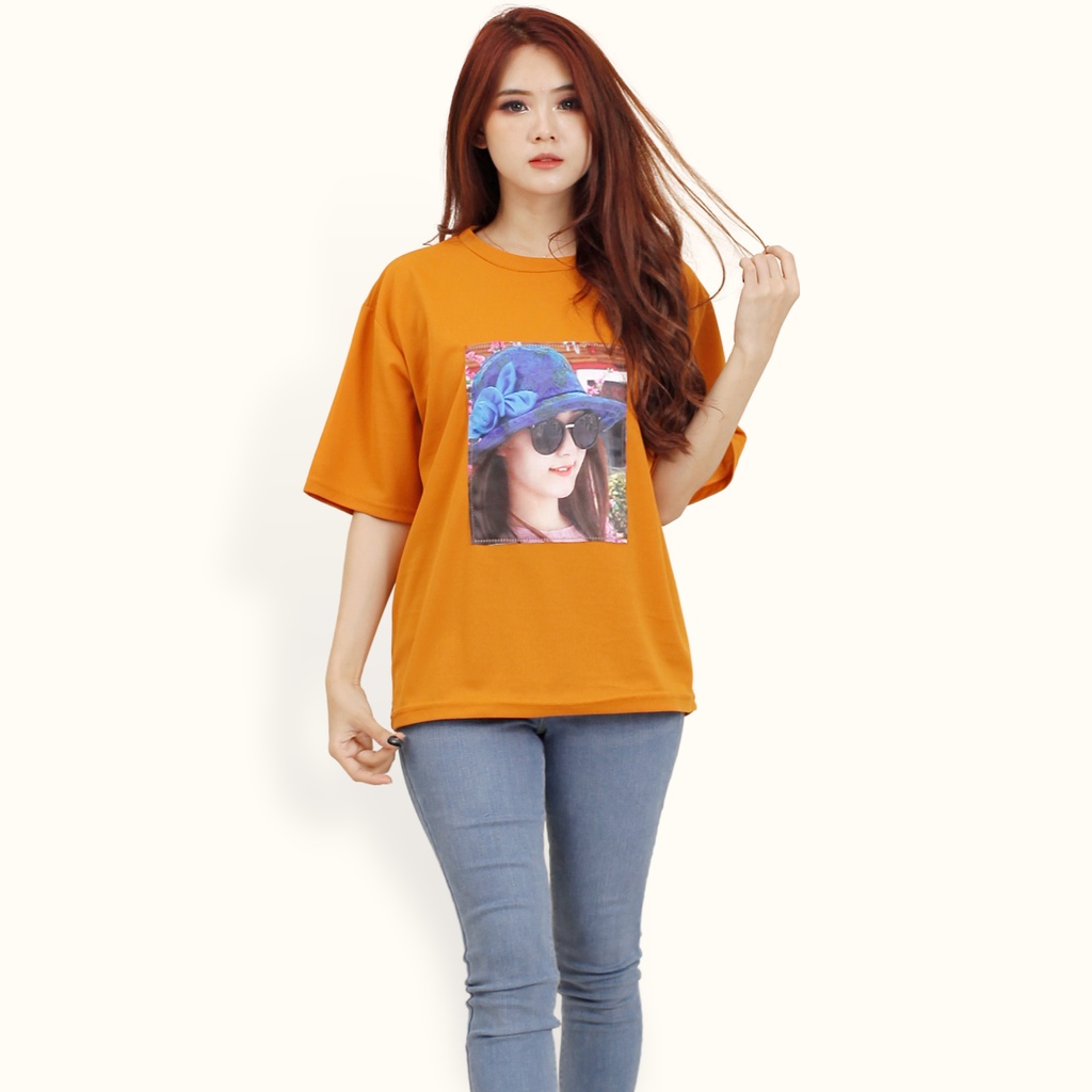 Kaos oversized Lengan pendek wanita Gaya Korea print DTF - XSHOP Indrarini