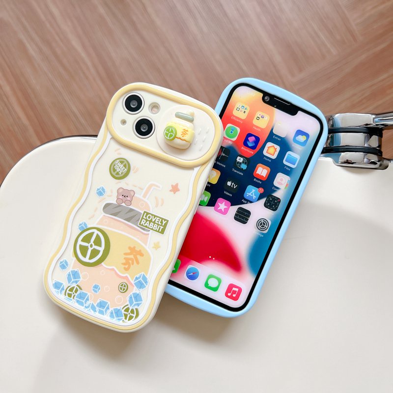 Soft Case yang Dapat Ditekan untuk IPhone 11 12 13 14 Pro Max 14 Plus Casing Penutup Ponsel Lemon Lucu Beruang Gadis Hadiah Gadis cassing hp