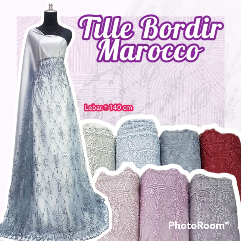 Jual Bahan Kain Tile Bordir Kebaya Marroco Kain Tile Tule Tulle Halus