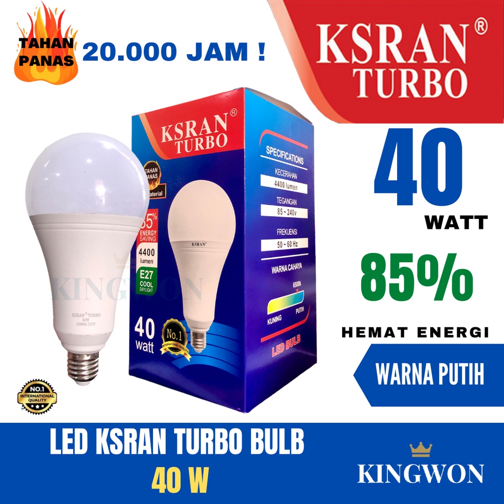 LAMPU LED BULB JUMBO 40 W SUPER TERANG PUTIH KSRAN TURBO E27 MURAH BERKUALITAS