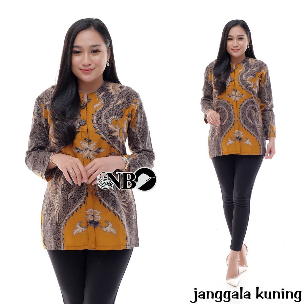 tey-17 Batik wanita ASJ SA HRB026 Kenongo Kemeja Tosca Pendek