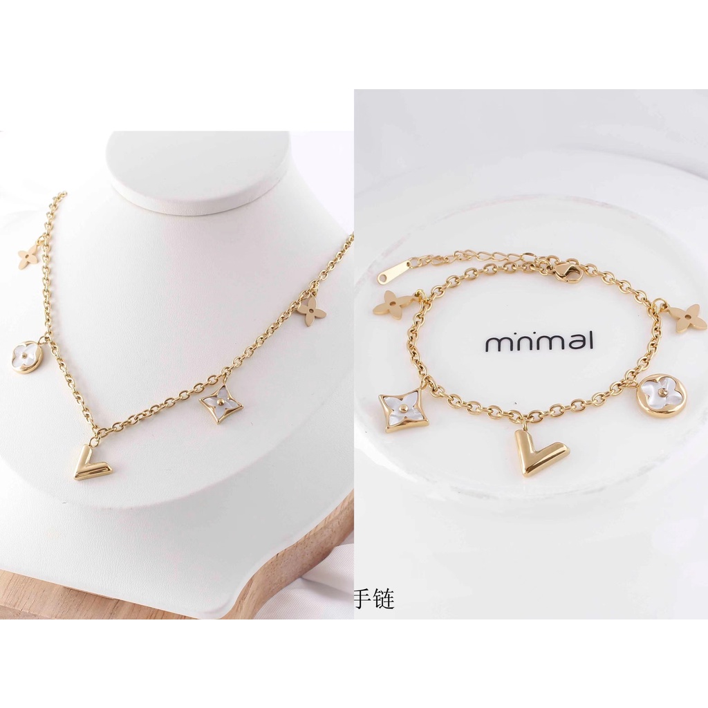 Set Perhiasan Titanium Kalung Dan Gelang Fashion Jewelry 8593/3134