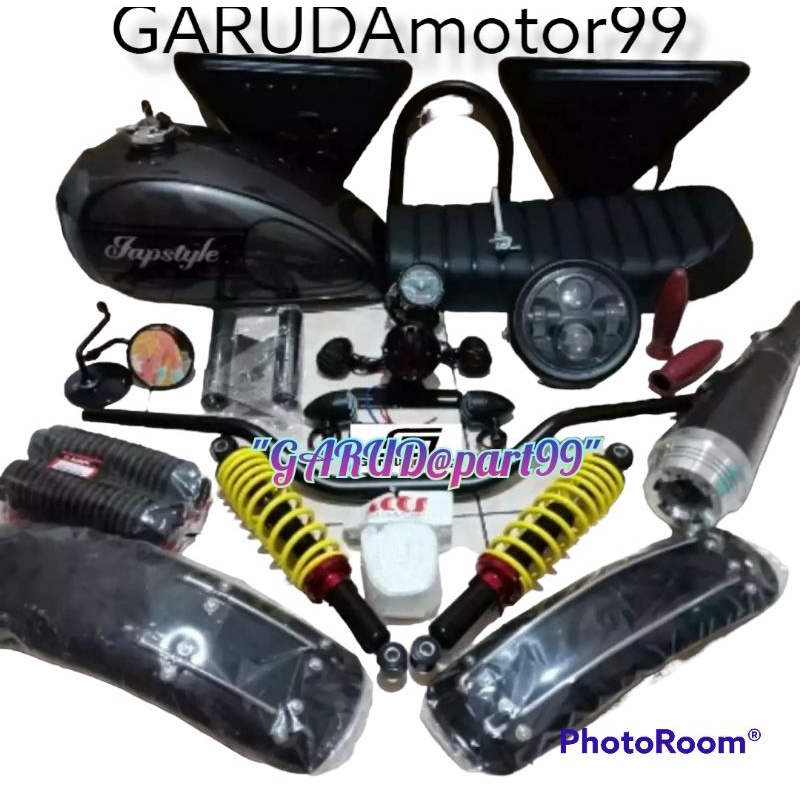 paket hemat komplit body japstyle custom rangka besi bulat pnp tiger mp scorpio byson thunder GL CB 