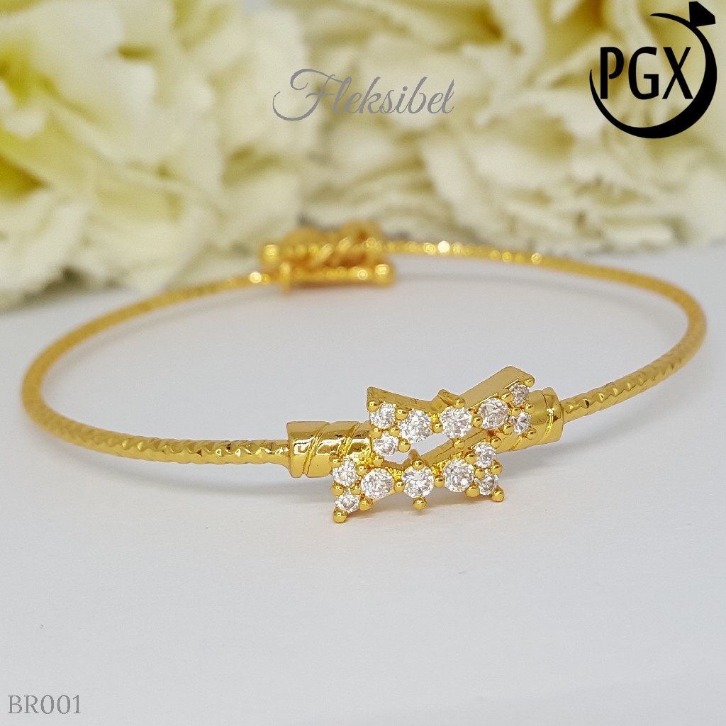 PGX Gelang Bangle Fleksibel Perhiasan Xuping Lapis Emas - BR001