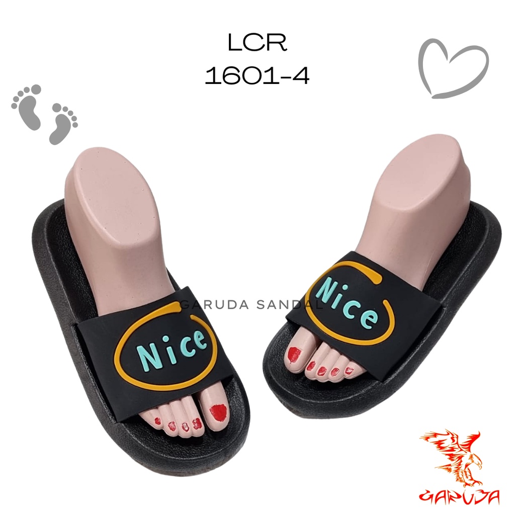 Sandal Selop Wanita LCR 1601-4 Jelly Karet PCU Import motif NICE emboss