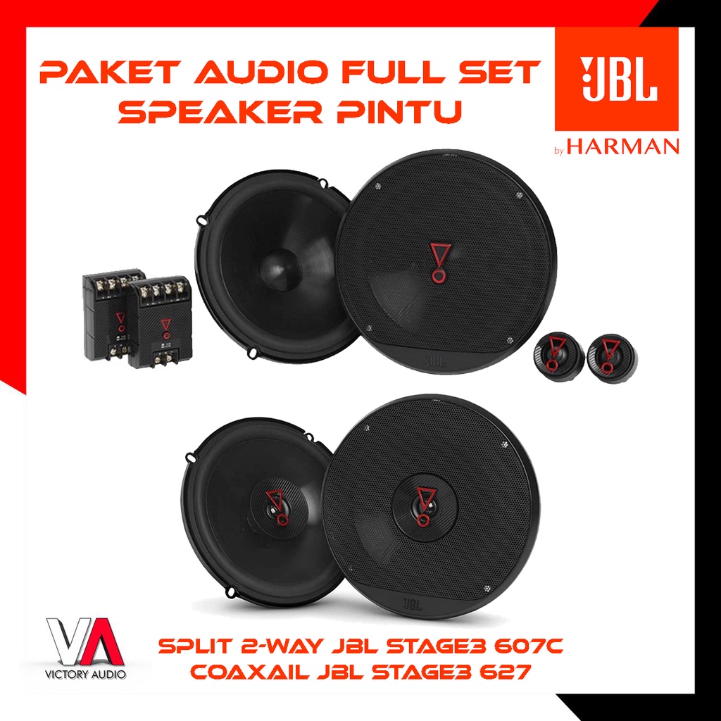 Paket Audio JBL Full Set Speaker Pintu Mobil JBL STAGE 3 Speaker Split 2-Way JBL Stage3 607C + Speak