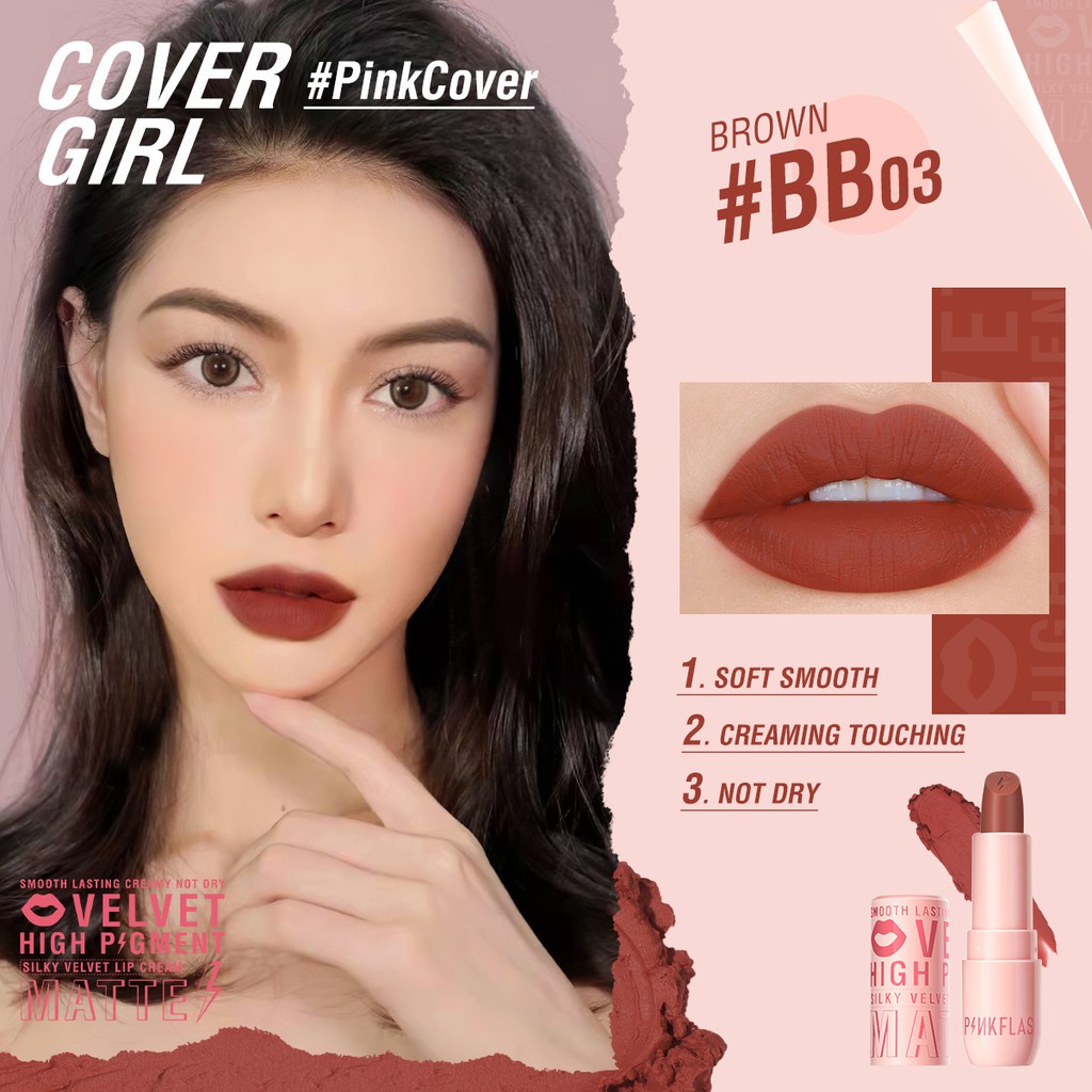 PINKFLASH PinkCover Cover Girl High Pigment Lasting Silky Soft Smooth Creamy Not Dry Velvet Matte Lipstick Cream