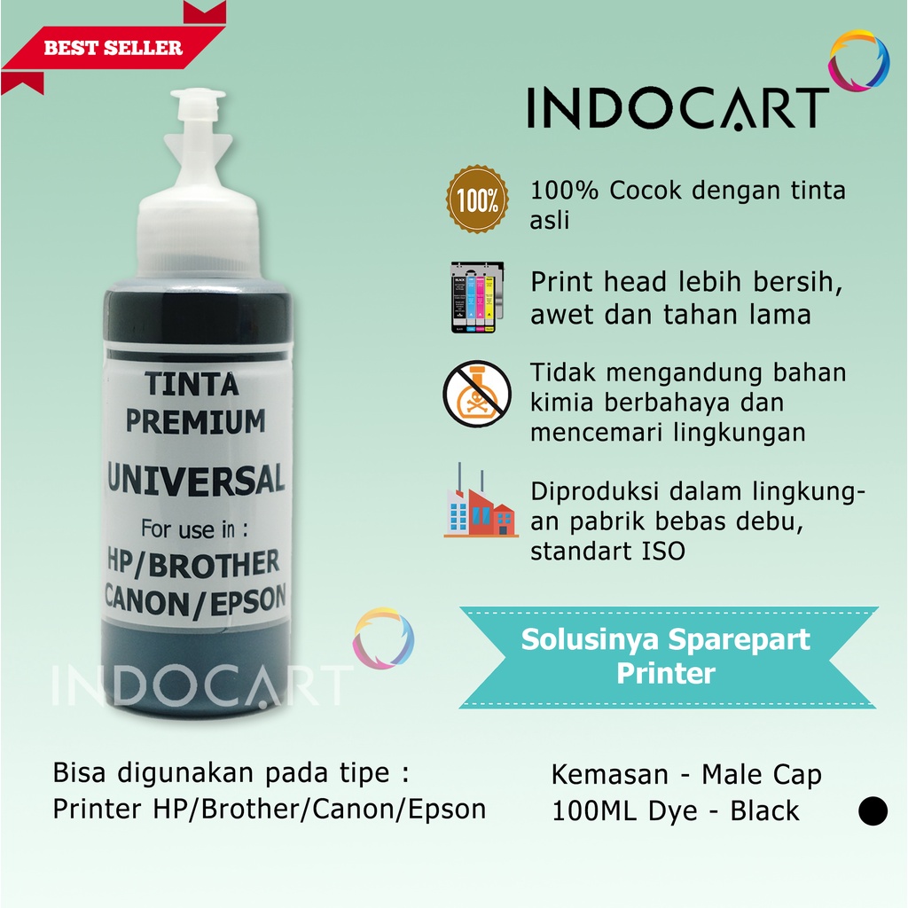 IndoCart Tinta Premium Canon GI790 GI 790 G1000 G2000-Dye-100ml-no box