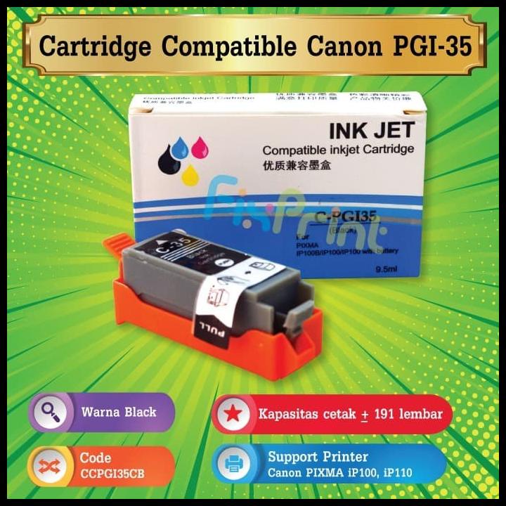 Cartridge Compatible Canon Pgi-35 Pgi35 Black Tinta Printer Ip100 110