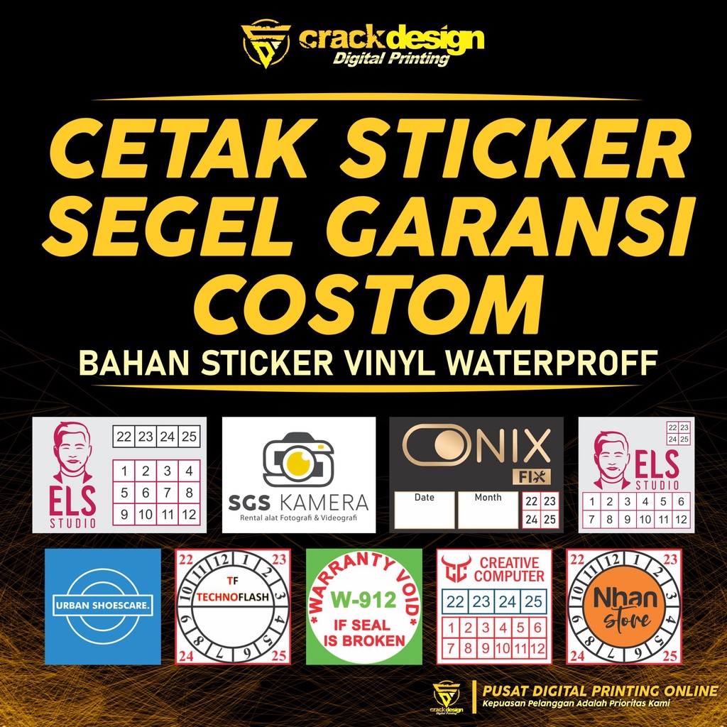 CETAK STICKER  SEGEL GARANSI TOKO PECAH TELUR VINYL A3+ CUSTOM ANTI AIR WATERPROFF MURAH BERKUALITAS