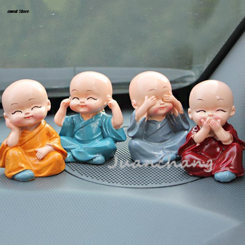 4pcs / Set Patung Biksu Buddha Bahan resin Untuk Dekorasi Rumah