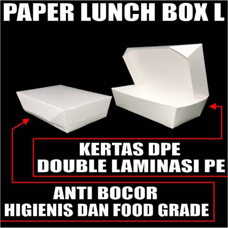 Paper Lunch Box Putih Uk L Food Tray Kertas Take Away Gojek SBY