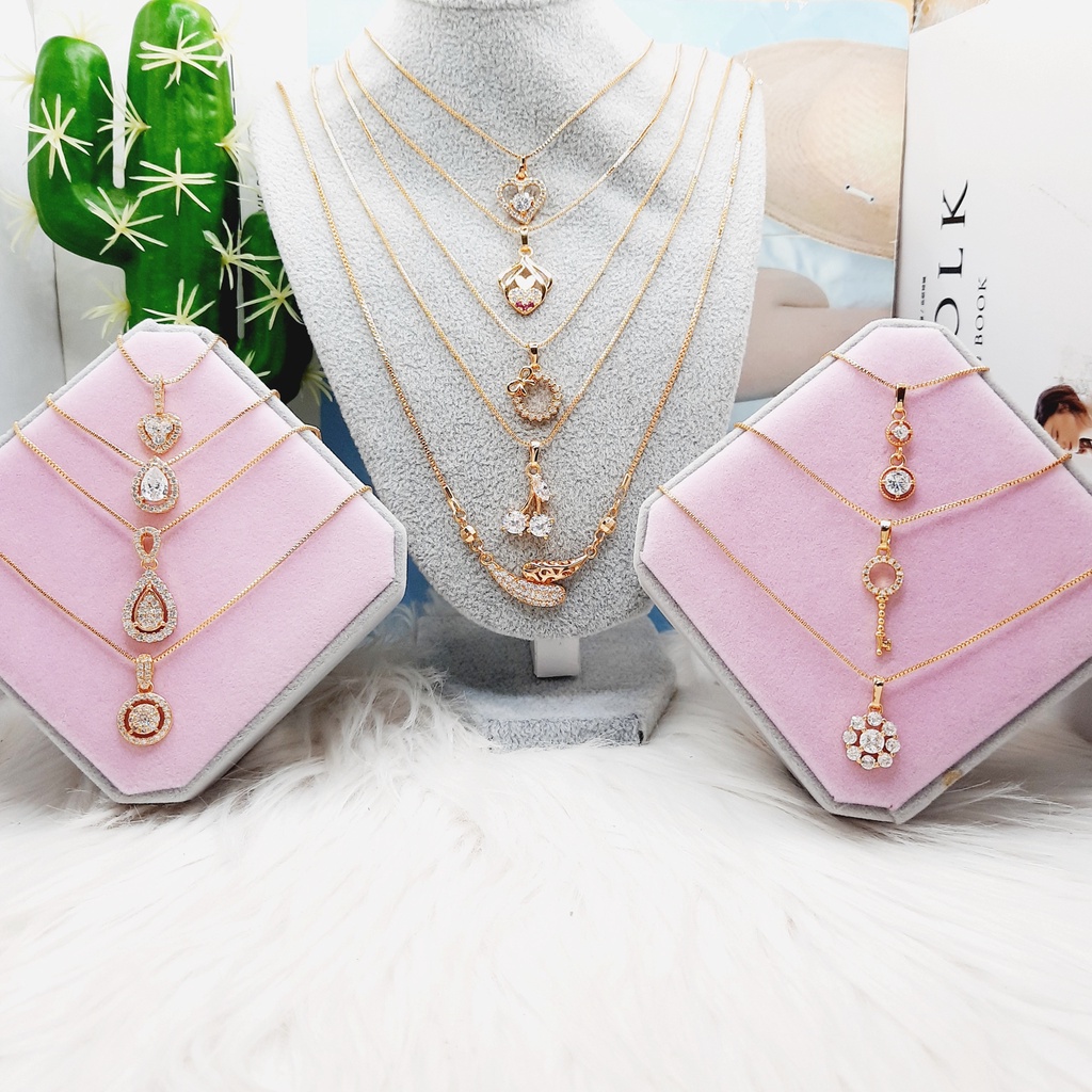 Kalung Xuping Mata Putih Pink Lapis Emas Asli - BN218
