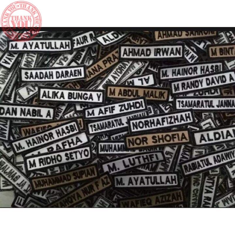 Bed nama siswa custom bordir Bordir Nama Dada